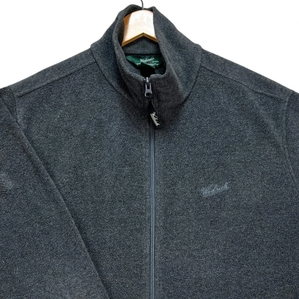 Woolrich‎ Jacket Mens Large Charcoal Gray Heathered Long Sleeve Full Zip Fleece